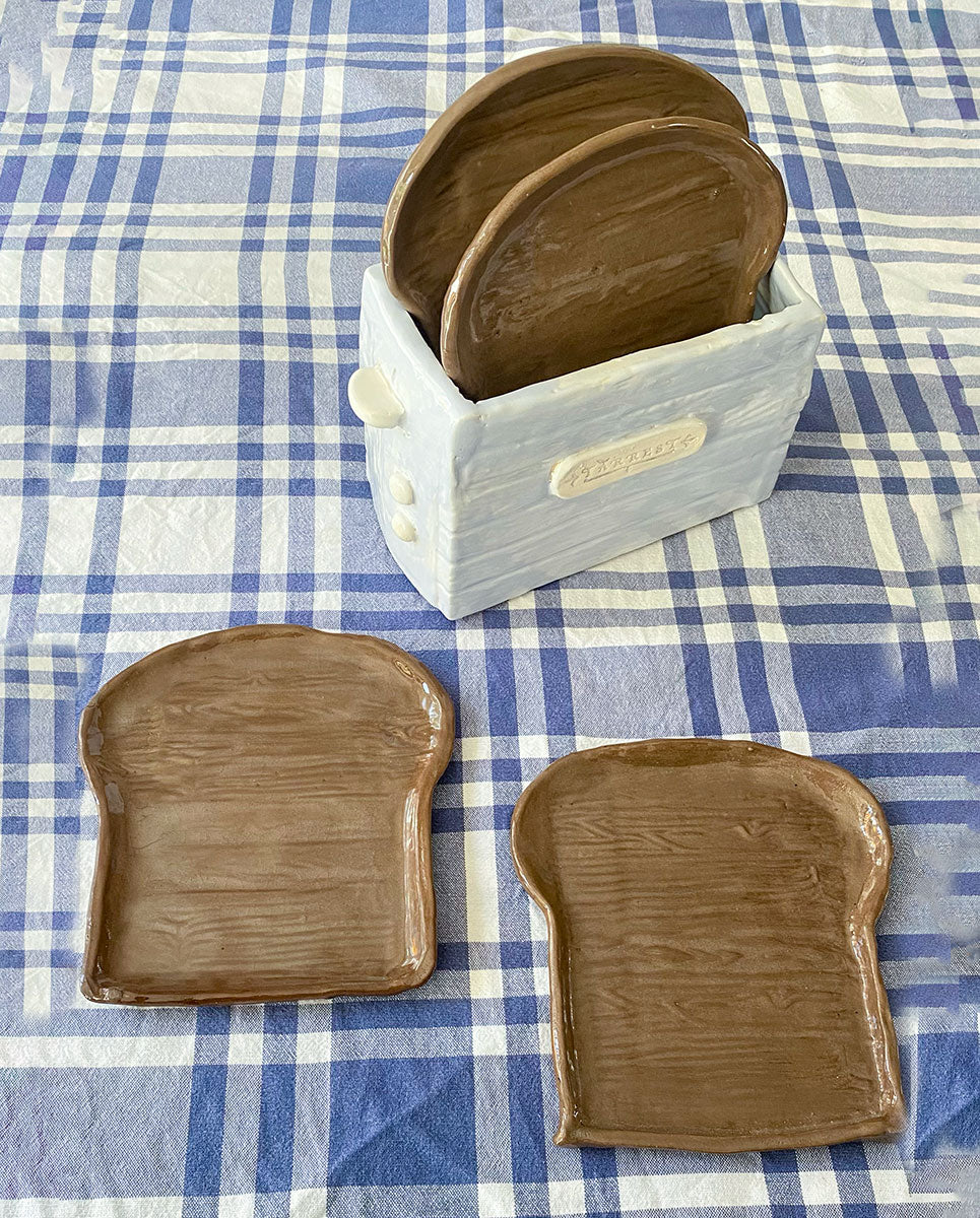 platos en forma de pan tostado de cerámica artesanales hechos a mano