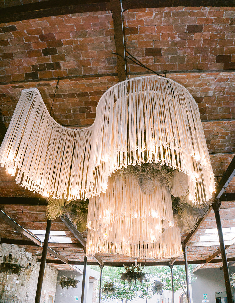 candelabro de macramé para decoración de boda