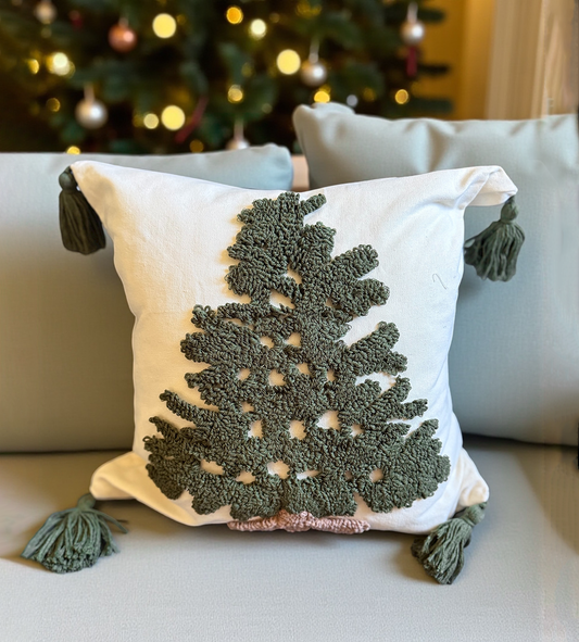 Funda de cojin de navidad con pino