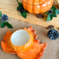 bowl en forma de calabaza con plato de hoja maple