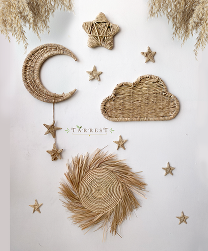 luna y estrellas de palma para cuarto de bebé