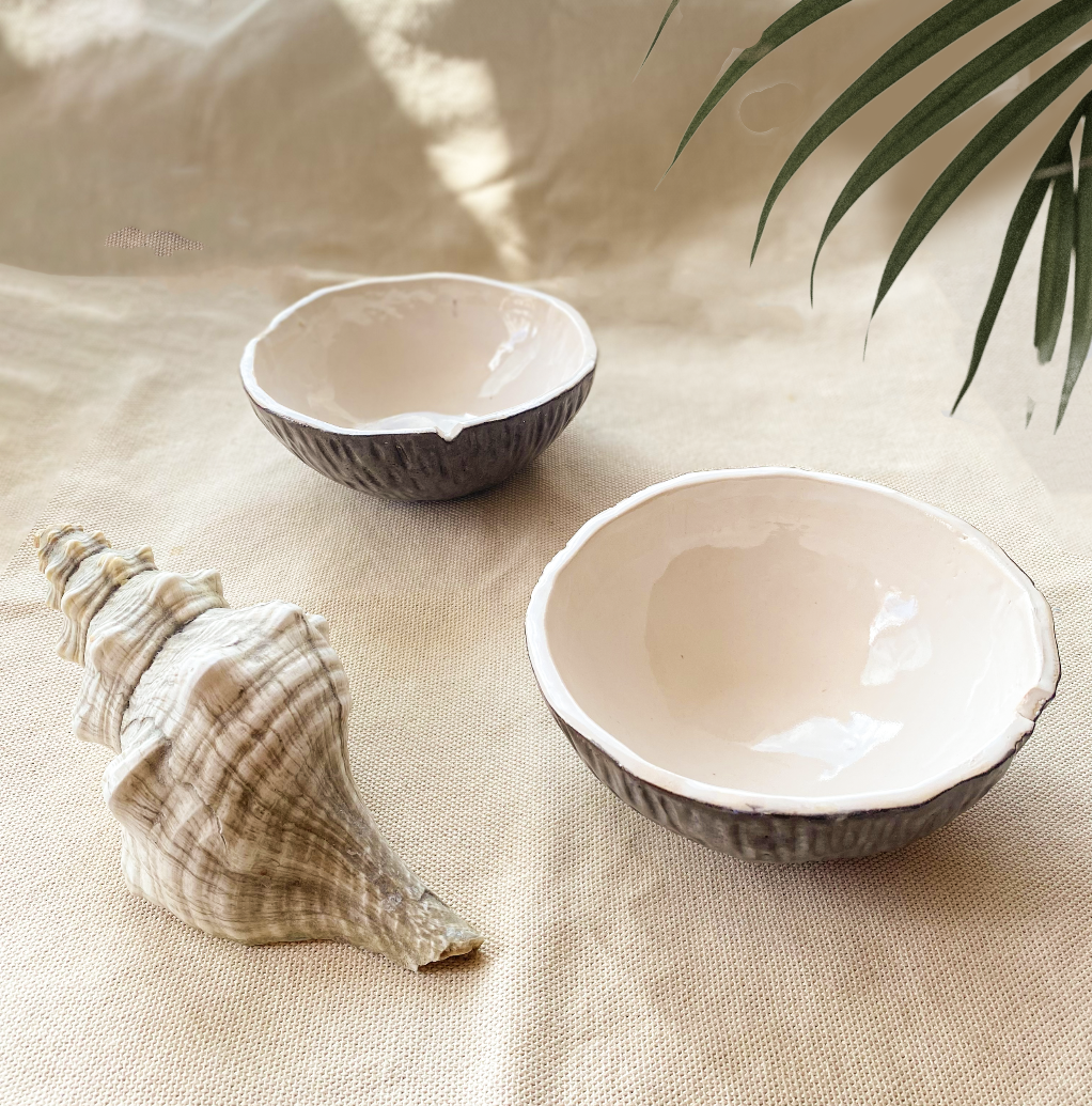  bowl de cerámica en forma de coco